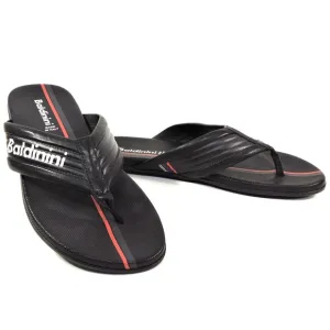 BALDININI 🇮🇹 MEN'S BLACK SOFT LEATHER COMFORT FLAT SUMMER SANDALS