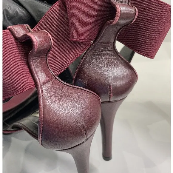 Balenciaga Elegant Burgundy Heeled Sandals 37.5 (7 1/2)
