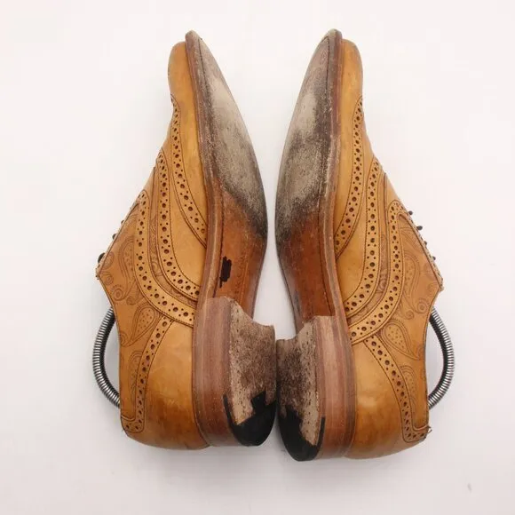 Barker McLean Antique Rosewood Men's Size UK 9 F Full Leather Brogue Shoes