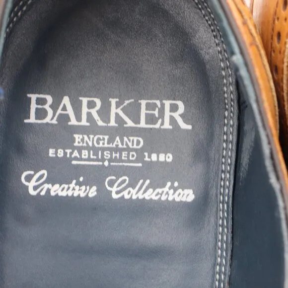 Barker McLean Antique Rosewood Men's Size UK 9 F Full Leather Brogue Shoes