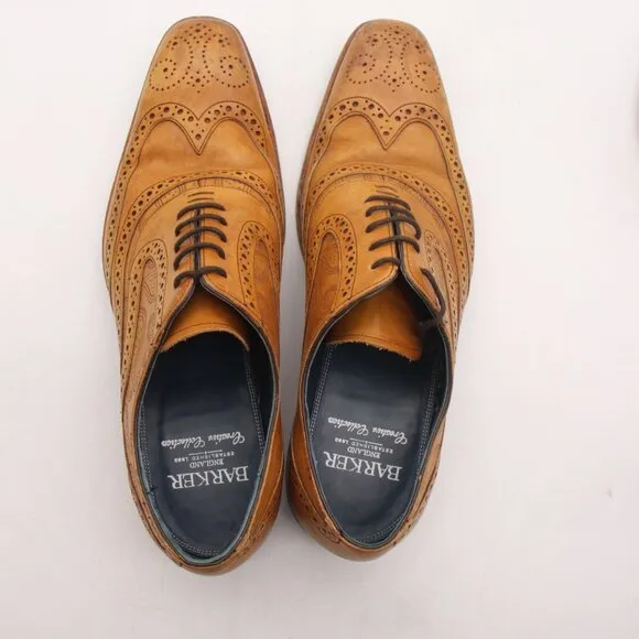 Barker McLean Antique Rosewood Men's Size UK 9 F Full Leather Brogue Shoes