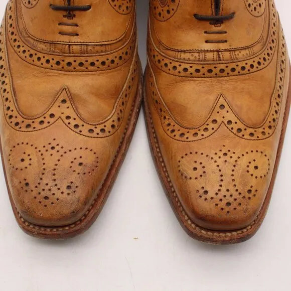 Barker McLean Antique Rosewood Men's Size UK 9 F Full Leather Brogue Shoes