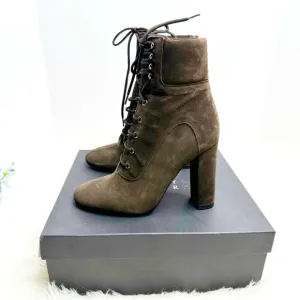 BARNEY’S NEW YORK Italian made Suede Boots 8.5 39.5 Combat New RARE high heel
