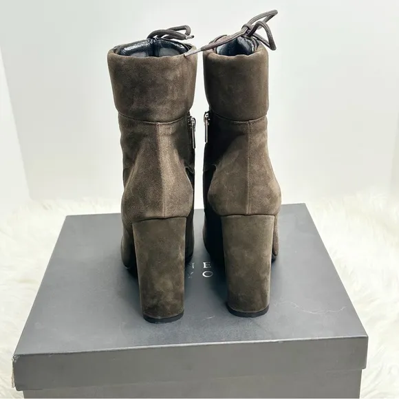 BARNEY’S NEW YORK Italian made Suede Boots 8.5 39.5 Combat New RARE high heel