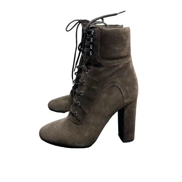 BARNEY’S NEW YORK Italian made Suede Boots 8.5 39.5 Combat New RARE high heel