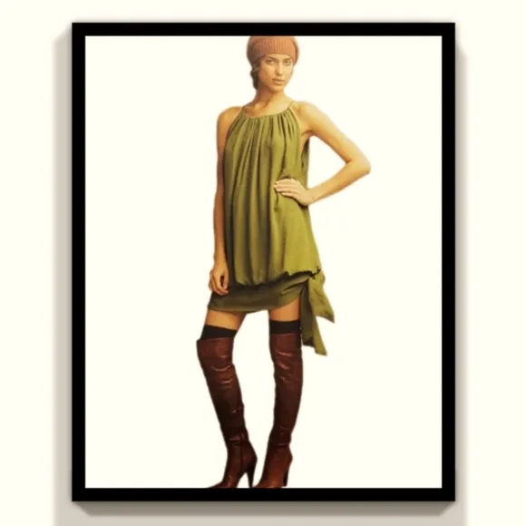 BCBGMaxAzria Silk Halter Tie Hem Dress