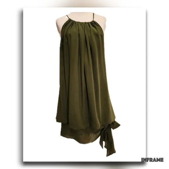 BCBGMaxAzria Silk Halter Tie Hem Dress