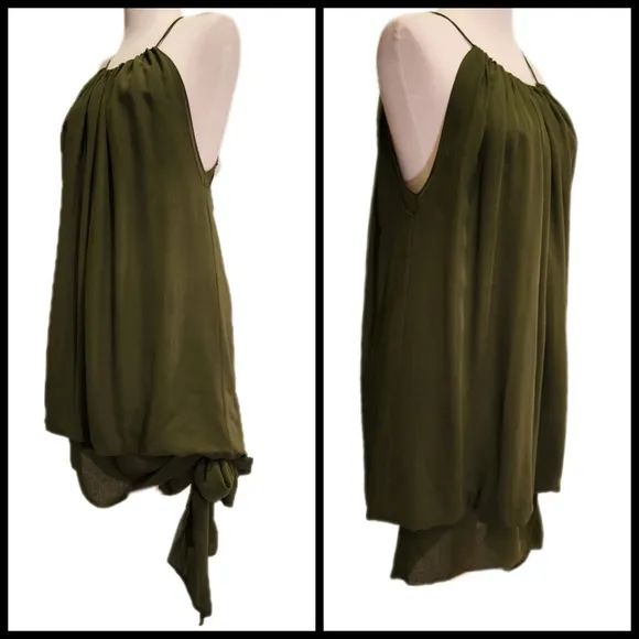 BCBGMaxAzria Silk Halter Tie Hem Dress