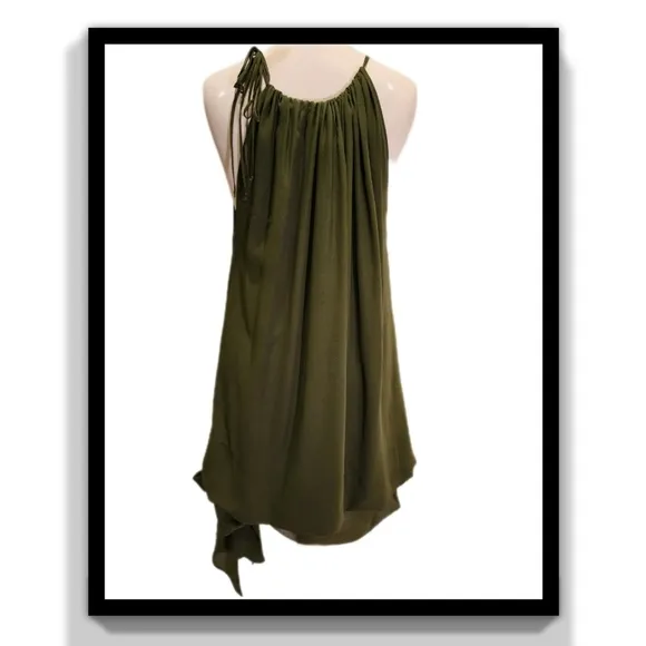 BCBGMaxAzria Silk Halter Tie Hem Dress