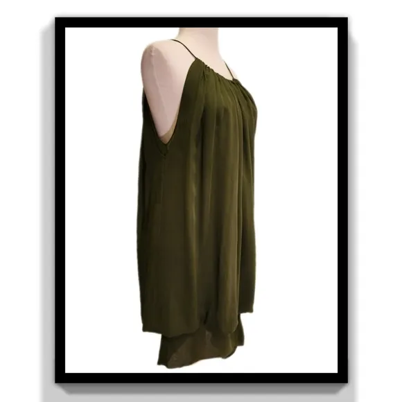 BCBGMaxAzria Silk Halter Tie Hem Dress