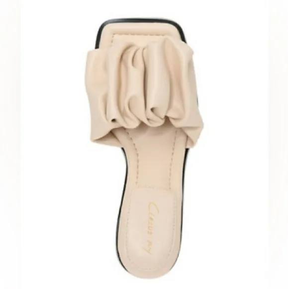 Beach Sand Heel Sandals Dress Leather Ruffle Sandal NWT Astonishly Beautiful Tan