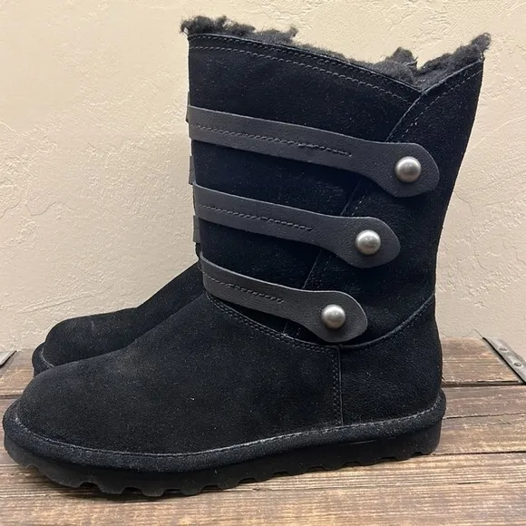 BearPaw Luna Black Short Boots Women’s Size 9 - NEW
