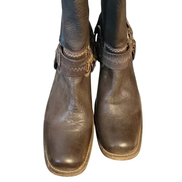 Bed Stu Cobbler Series Opal Brown Leather Harness Boots