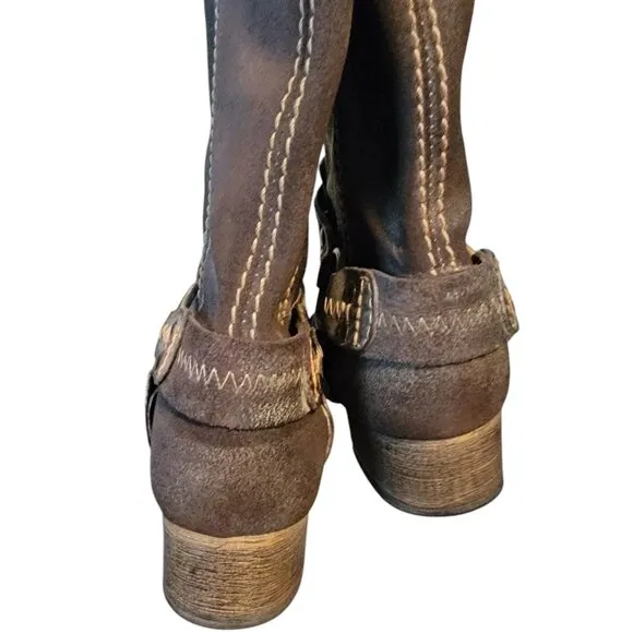 Bed Stu Cobbler Series Opal Brown Leather Harness Boots
