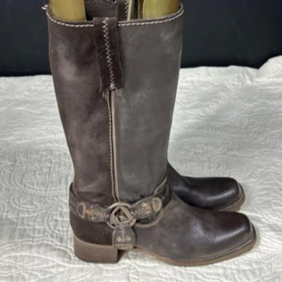 Bed Stu Cobbler Series Opal Brown Leather Harness Boots