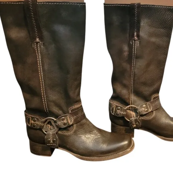 Bed Stu Cobbler Series Opal Brown Leather Harness Boots