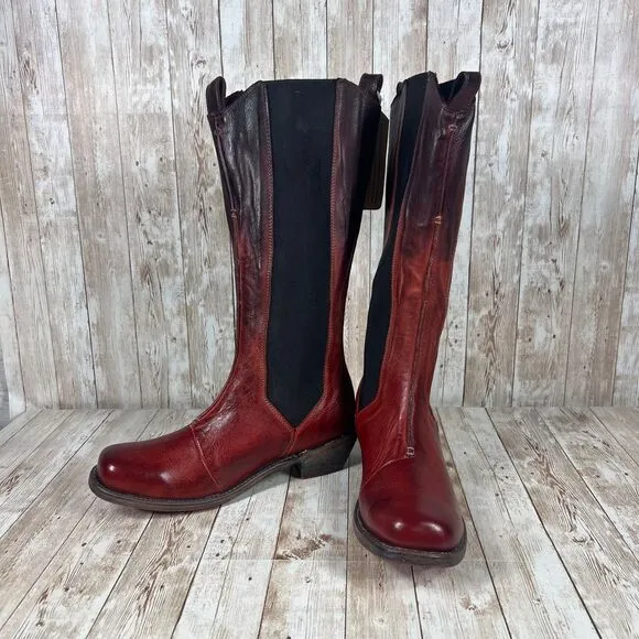 Bed Stu leather side stretch tall‎ Chelsea boots knee high rising boots Wmns 8.5