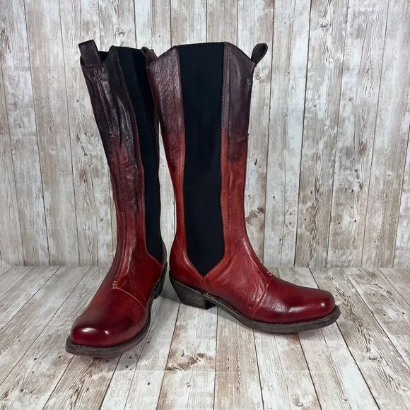 Bed Stu leather side stretch tall‎ Chelsea boots knee high rising boots Wmns 8.5