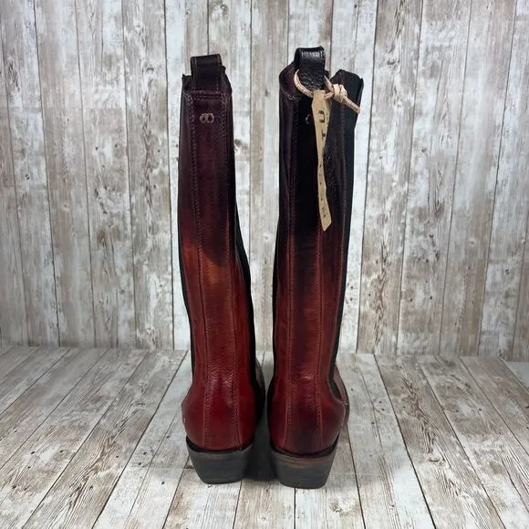Bed Stu leather side stretch tall‎ Chelsea boots knee high rising boots Wmns 8.5