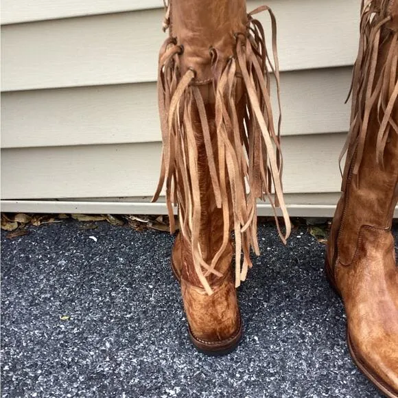 Bed|Stü Tan Hoplia Fringe Trim Tall Riding Boots/Booties size 7.5
