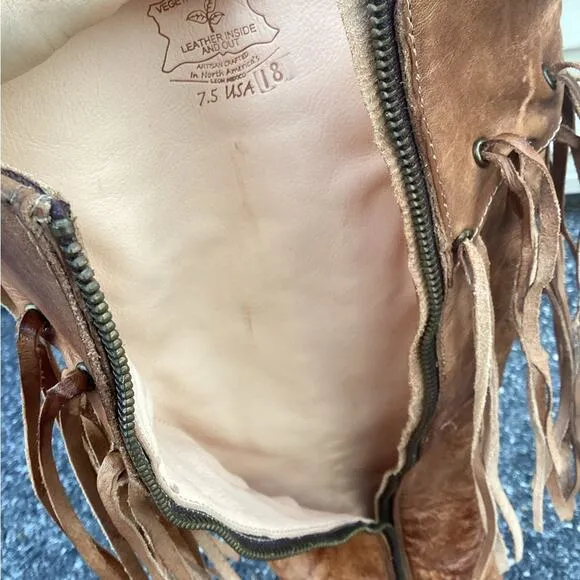 Bed|Stü Tan Hoplia Fringe Trim Tall Riding Boots/Booties size 7.5