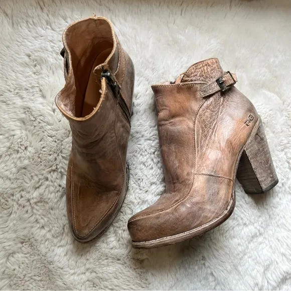 BedStu Isla Tan Rustic White Ankle Boots size 8
