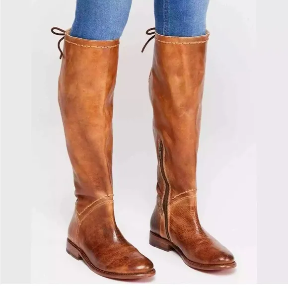 BedStu Manchester tan rustic white tall boots size 8.5