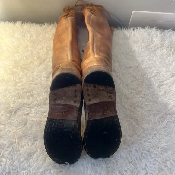 BedStu Manchester tan rustic white tall boots size 8.5