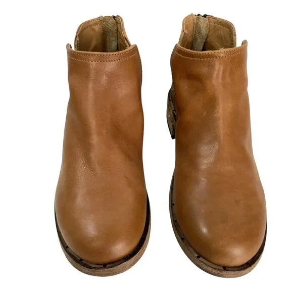 Beek Falcon Boots Cognac Leather Cut Out Zip Short Ankle Handmade Women Size 7