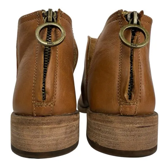 Beek Falcon Boots Cognac Leather Cut Out Zip Short Ankle Handmade Women Size 7