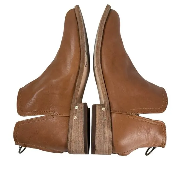 Beek Falcon Boots Cognac Leather Cut Out Zip Short Ankle Handmade Women Size 7