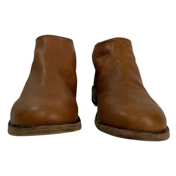 Beek Falcon Boots Cognac Leather Cut Out Zip Short Ankle Handmade Women Size 7