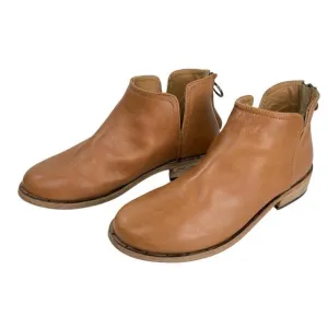 Beek Falcon Boots Cognac Leather Cut Out Zip Short Ankle Handmade Women Size 7