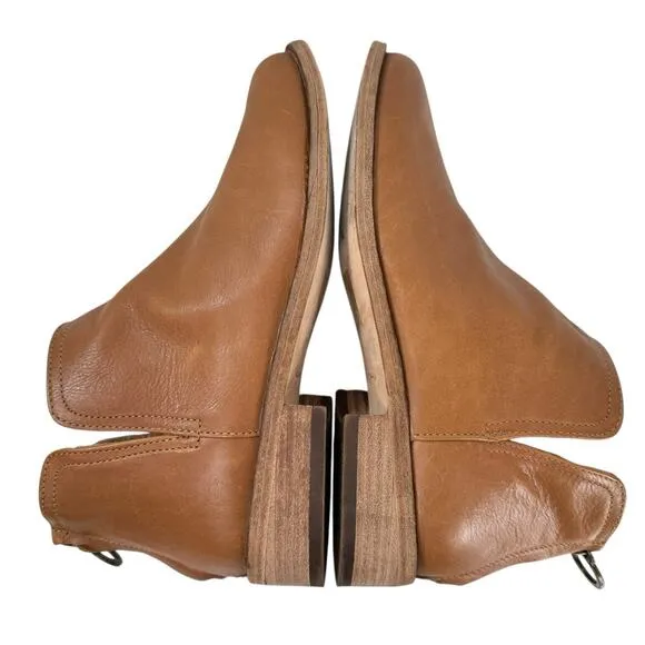 Beek Falcon Boots Cognac Leather Cut Out Zip Short Ankle Handmade Women Size 7