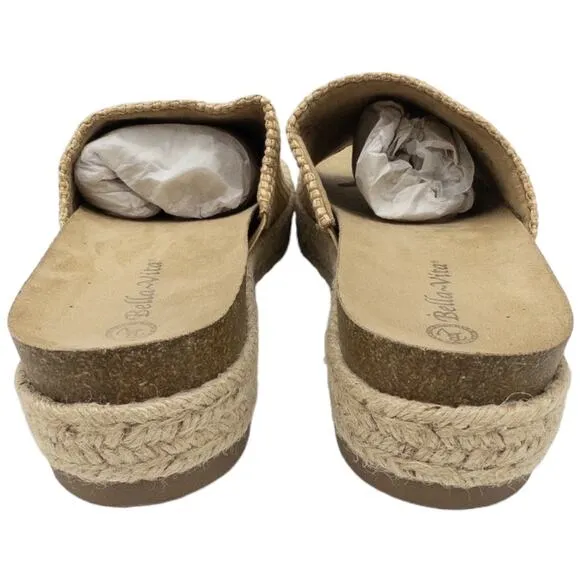 BELLA VITA SATARA Platform Woven Slip On Slide Sandals 12 Women's Tan