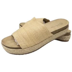 BELLA VITA SATARA Platform Woven Slip On Slide Sandals 12 Women's Tan