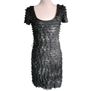 Betsey Johnson Metallic tiered Ruffle Dress Size Large Y2K Shimmer Party Dress