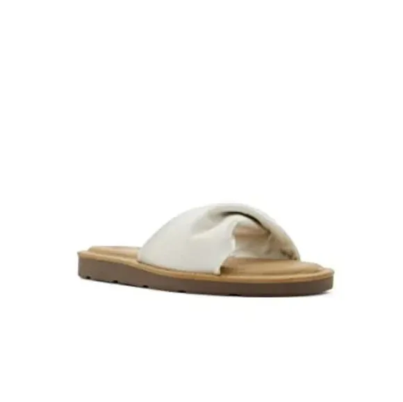 Billabong Malibu Flat Slide Sandals Ivory White