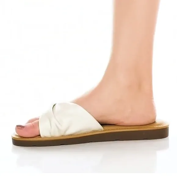 Billabong Malibu Flat Slide Sandals Ivory White