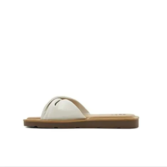 Billabong Malibu Flat Slide Sandals Ivory White