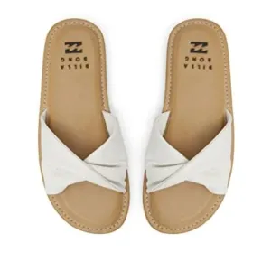 Billabong Malibu Flat Slide Sandals Ivory White