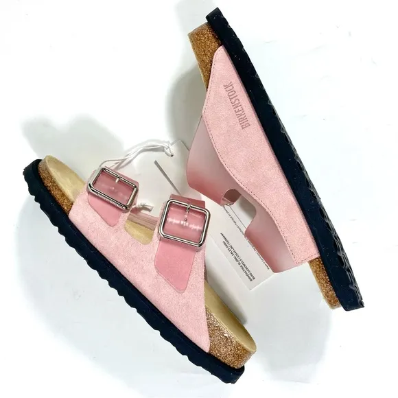 Birkenstock 1774 Arizona PVC Leather Luxe Slide Sandals Rose Pink 8 39 NEW