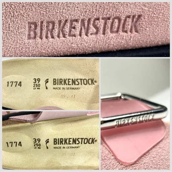 Birkenstock 1774 Arizona PVC Leather Luxe Slide Sandals Rose Pink 8 39 NEW
