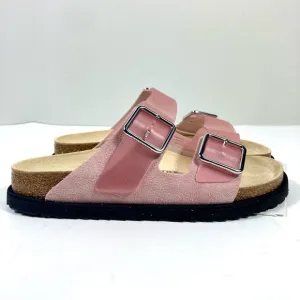 Birkenstock 1774 Arizona PVC Leather Luxe Slide Sandals Rose Pink 8 39 NEW