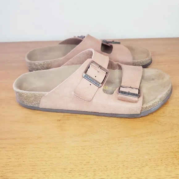 Birkenstock Beige Slide On Sandals Flip Flops Summer Unisex 41 Ladies 10 Mens 8