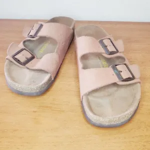 Birkenstock Beige Slide On Sandals Flip Flops Summer Unisex 41 Ladies 10 Mens 8