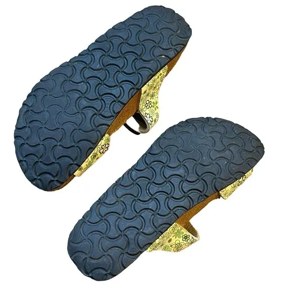 Birkenstock Birkis Sydney Women Green lemon Floral Birko Flor Sandals Size 38