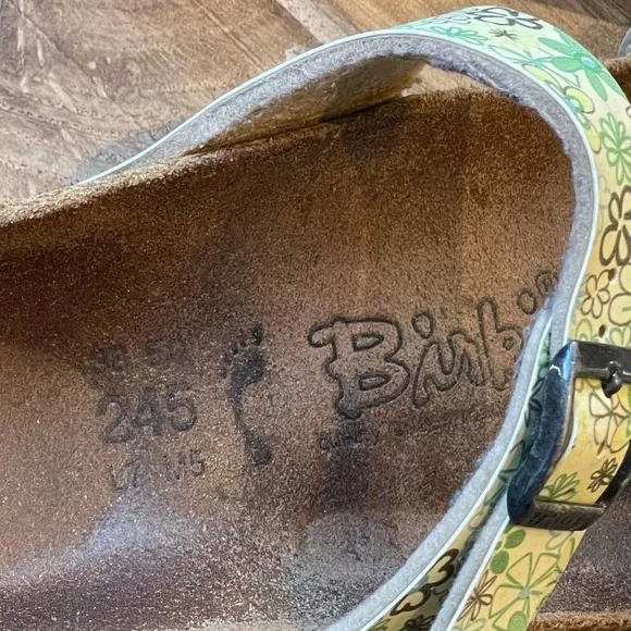 Birkenstock Birkis Sydney Women Green lemon Floral Birko Flor Sandals Size 38