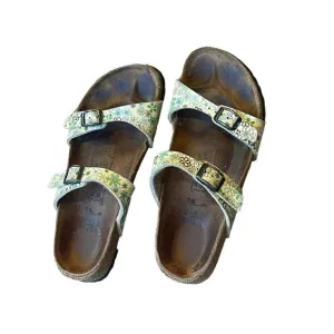 Birkenstock Birkis Sydney Women Green lemon Floral Birko Flor Sandals Size 38