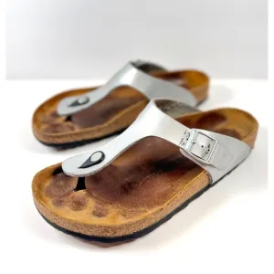 Birkenstock Gizeh Sandals Brown White Birko Flor Flat Flip Flops Thong 41 US 10
